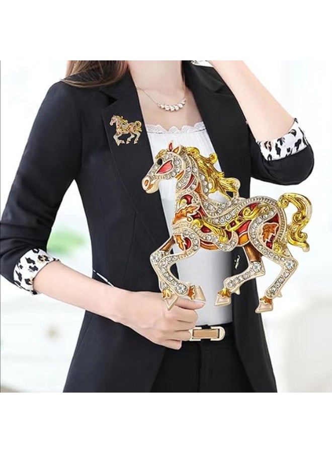 Bukela Horse Brooch, Sturdy Alloy Chinese Zodiacs Horse Brooch For Fashion Accessories Chinese Zodiac Animal Good Luck Pin Lucky Feng Shui Gifts Jewelry For Women Men - Image 2